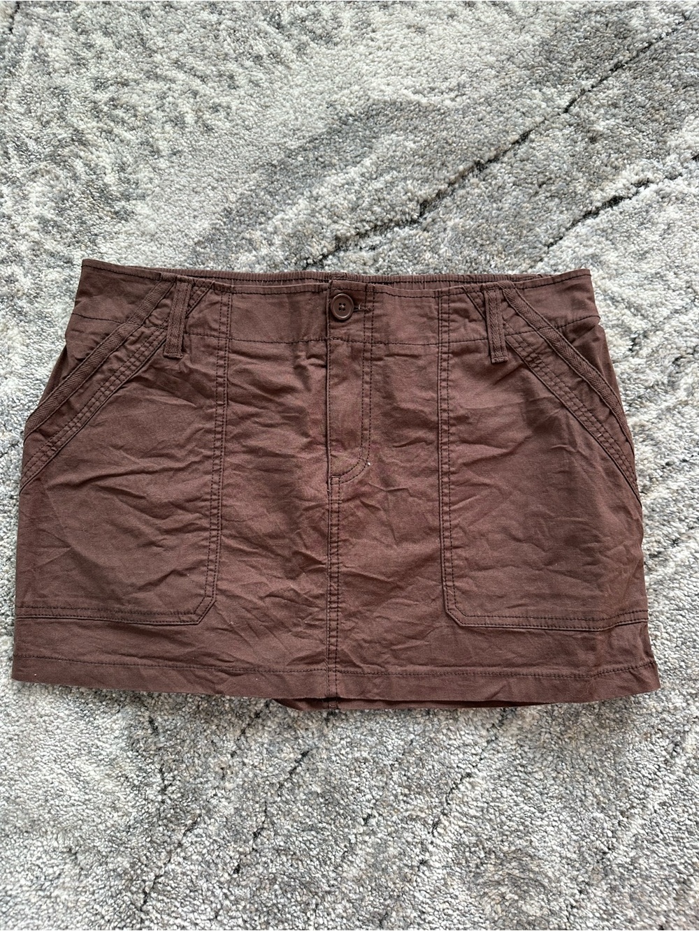 Wild fable Brown Cotton Mini Skirt with Front Pockets